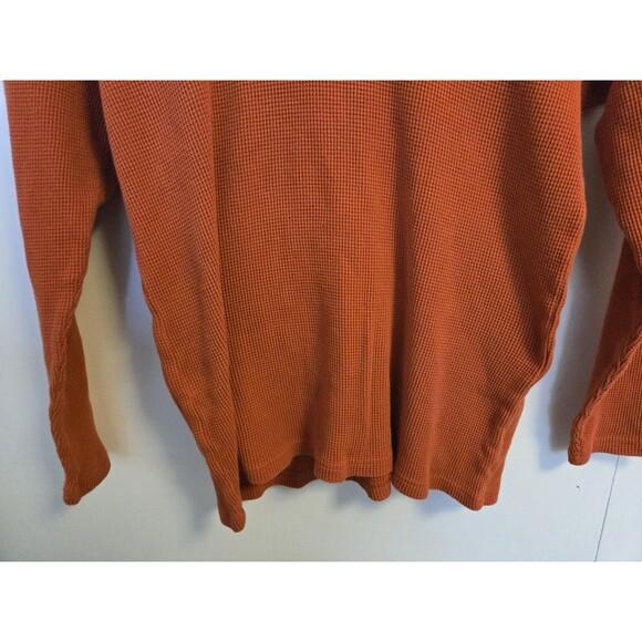 VTG Polo Ralph Lauren Hoodie Mens XL Orange Hooded Thermal Waffle Knit Pullover - Picture 3 of 7